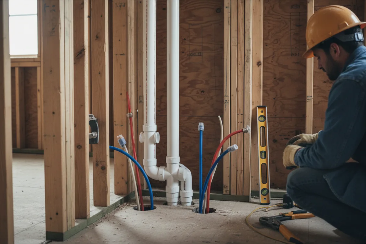 Drain and supply rough-in during Leak Detection in Hinkle